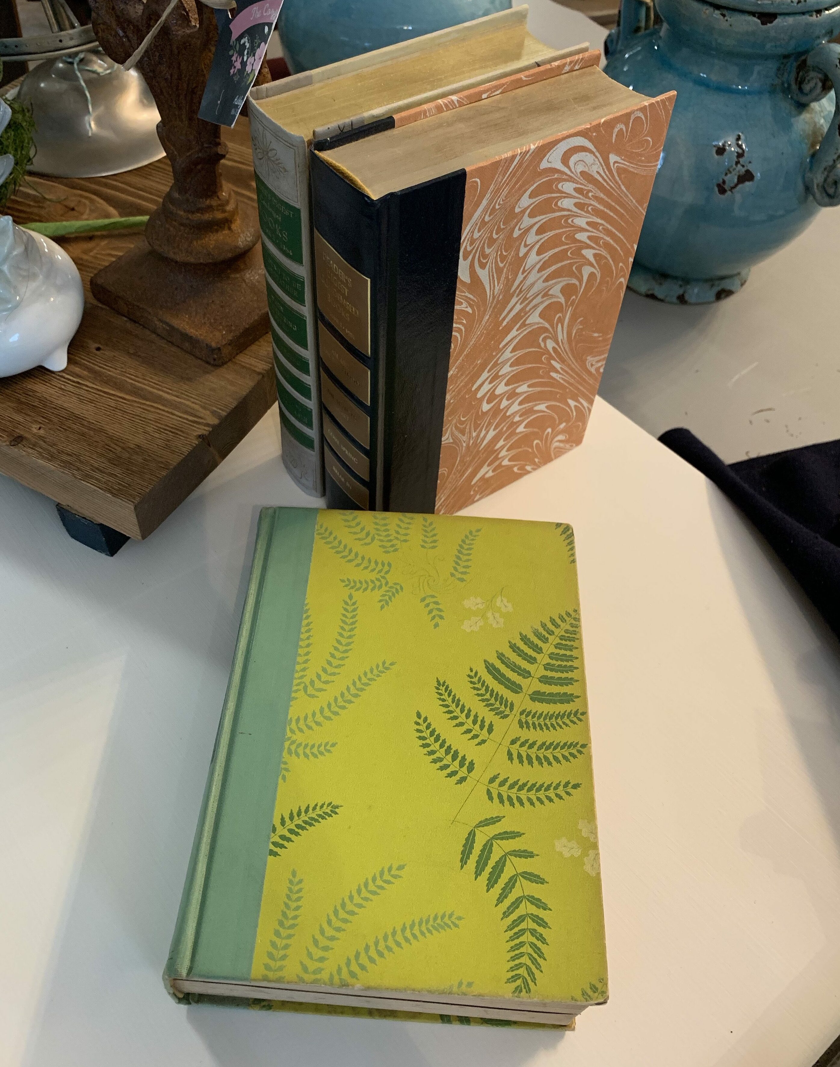 Yellow book with green ferns