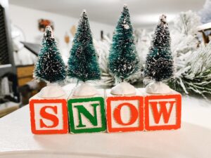 Vintage blocks with bottle brush trees