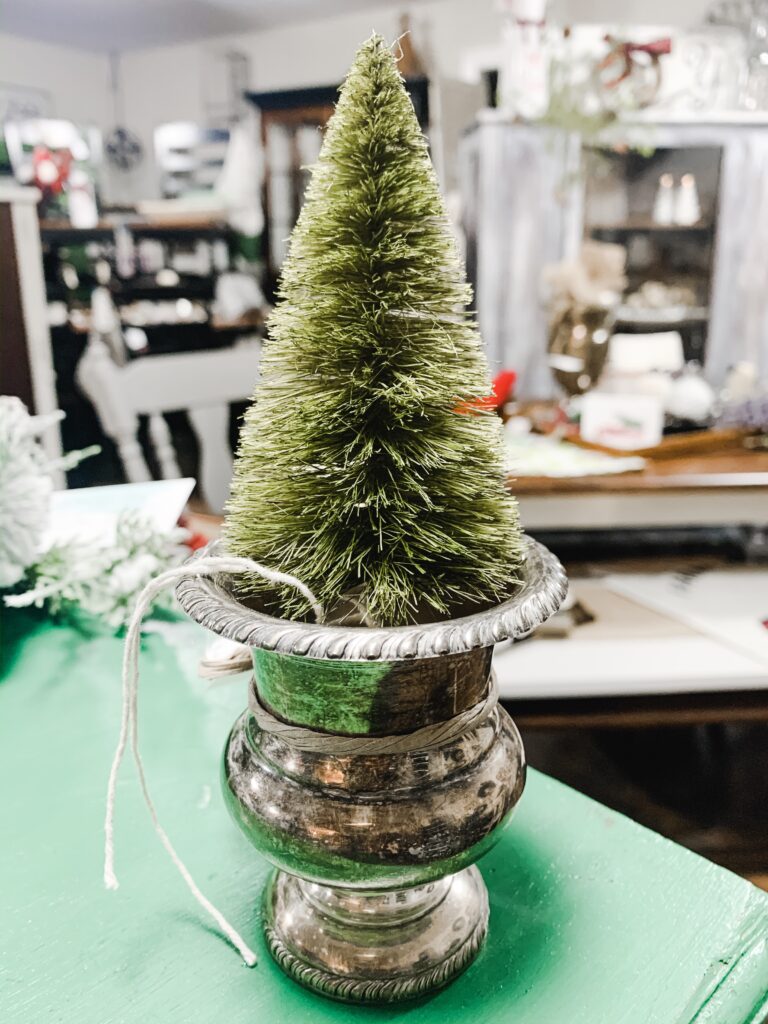 Silverplate bottle brush tree