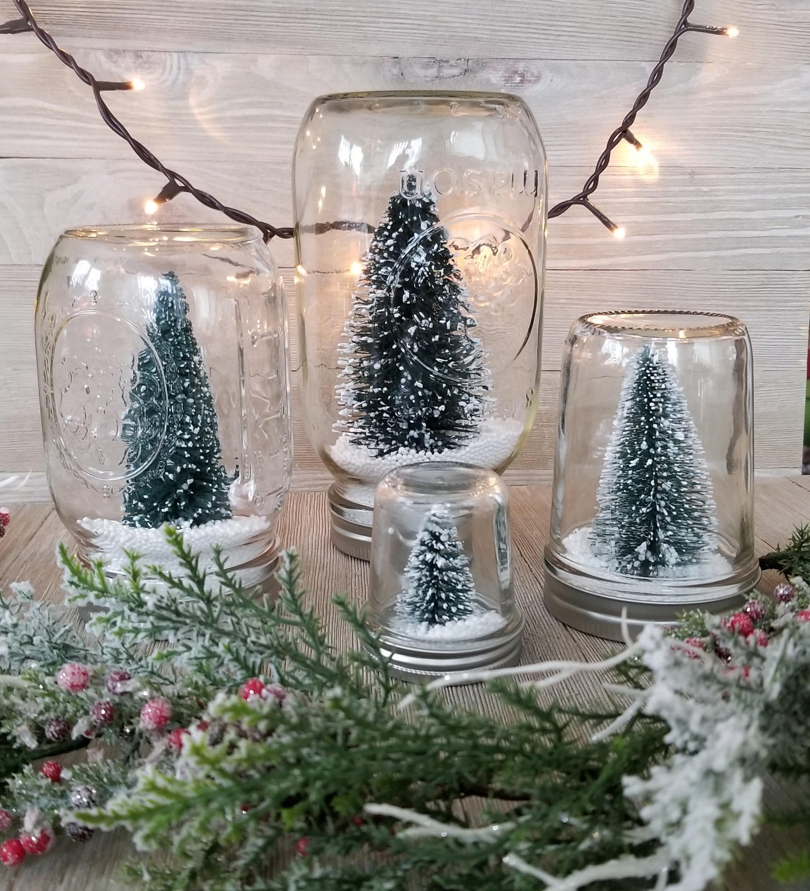 Mason jar snow globes