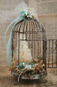 Bird cage with Christmas tree