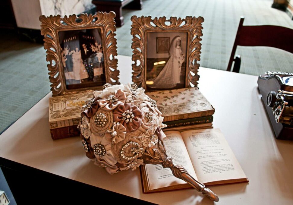 Brooch bouquet at wedding