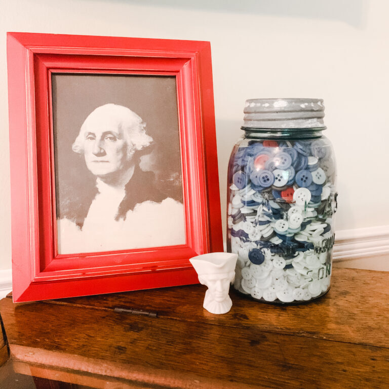 Americana decor George Washington and old buttons