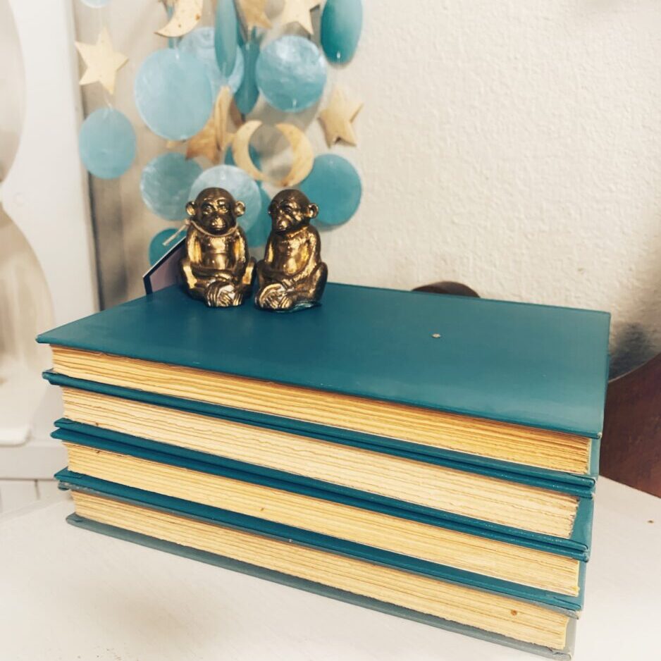 Stack of blue books